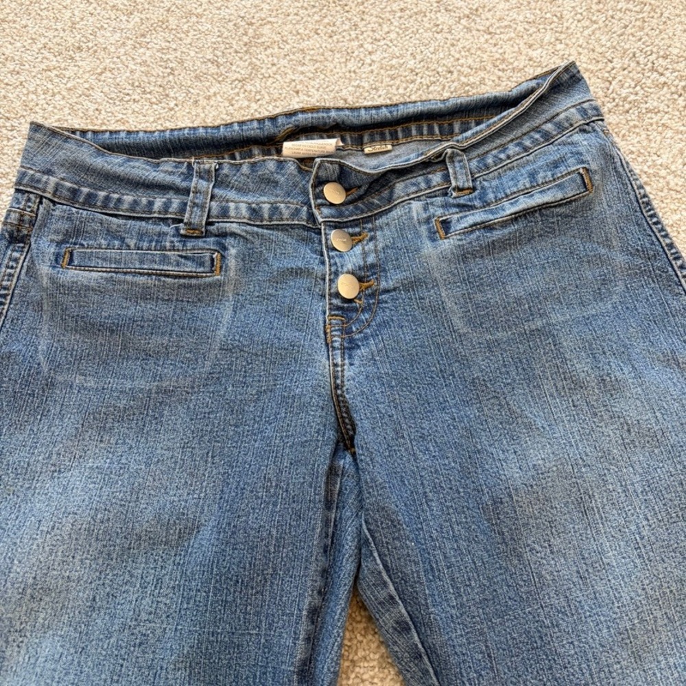 Vintage Jordache Jeans Womens 11/12 Y2K Low Rise Flare Wide Leg Medium Wash - Picture 2 of 13